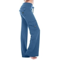 Honeeladyy s dugim nogama, žene vježbaju gamaše Stretch tipka za struk Pocket Yoga teretane Loose hlače