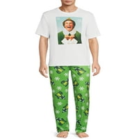 Elf muški Set grafičkih majica i pantalona za spavanje sa kratkim rukavima, veličine s-6XL