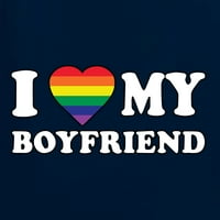 Divlji Bobby Volim svog dečka ponos LGBT ponos žene Junior Fit V-izrez Tee, mornarica, X-Large