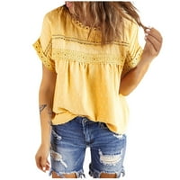 Ženske majice ženske ljetne Crewneck heklane kratke rukave Casual bluza žuta XXL