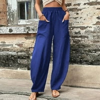 ShomPort ženske ljetne jesenske široke pantalone Casual elastične pantalone visokog struka sa džepovima