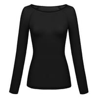 Miayilima ženske košulje za žene Casual Tops zimski Jesen Dugi rukav okrugli izrez majice Crni M