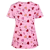 Ženske bluze bluza ženski Plus kratki rukav Casual grafički printovi ljetni V-izrez majice vrhovi Pink