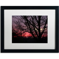 Zaštitni znak Likovna umjetnost Pink Sunset Umjetnost platna Jasona Shaffera, bijeli mat, crni okvir