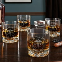 Caduceus personalizirane Fairbanks naočare za viski, Set od 4 komada