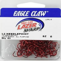 LAZER SHARP L2RUH- Kuke za hobotnice, kuka veličine, crvena, 63-pakovanje