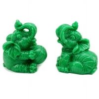 FENG SHUI set jade zelenog slonova statue bogatstvo sretne figurice Dekor G16422