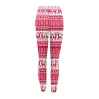 Guvpev ženski božićni ispisani dno dućane elastične joge hlače božićne kostime za žene - ružičasti xl