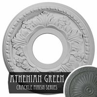 Ekena Millwork 7 8 od 5 8 ID 7 8 P Helene plafon medaljon, ručno oslikana Atenski zeleni pucketanje