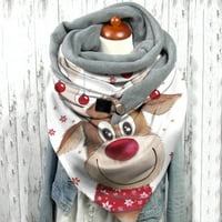 Ženska moda Sretan božićni gumb za ispis mekani omotač casual toplih šalova šalsa zimski šal za *