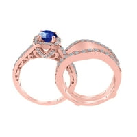 Mauli Jewels angažman prstenje za žene 1. Karatni prirodni okrugli oblik safir i dijamantski Trio prsten