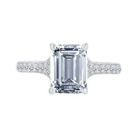 Smaragdni i okrugli bijeli prirodni dijamant Polumontirani klasični zaručnički prsten od 14k punog bijelog