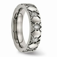 Titanium polirani Criss Crooved Grooved CZ prsten