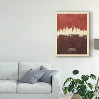 Zaštitni znak likovne umjetnosti' Seattle Washington Skyline Red II ' platnena Umjetnost Michaela Tompsetta