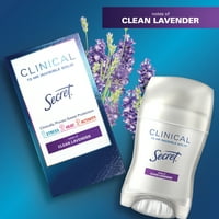 Tajna klinička snaga Nevidljivi čvrsti antiperspirant i dezodorans za žene, čista lavanda, 1. oz