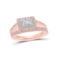 14kt dvotonski zlatni princezi Diamond Bridal Wedding prsten set CTTW