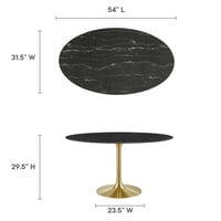 Modway Lippa 54 Ovalni umjetni mramorni stol za trpezariju u zlatnoj crnom