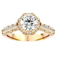 Pompeji 1 10ct Vintage dijamant Moissanite Halo zaručnički prsten bijelo žuto ružičasto zlato
