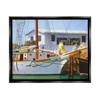 Marine Wharf Brod Dock Transport Painting Jet Crni Uokvireni Art Print Wall Art