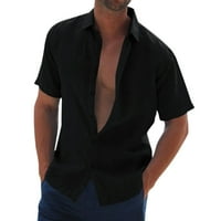 Crne Polo Majice Za Muškarce Muške Casual Shirt Kratki Rukav Okrenite Down Ovratnik Shirt Button Formal