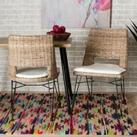 Bali & pari Nafaro moderna Boho siva stolica za ručavanje od prirodnog ratana sa jastukom od 2 komada