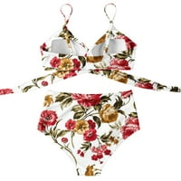 Iopqo Swimwears Tankinis Set kupaći kostim žene Žene Criss Cross niz visokog struka cvjetni štampani kupaći