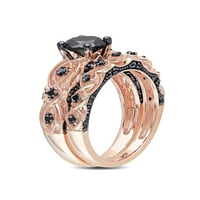 1-karatni T. W. Crni Dijamant 10kt Set vjenčanog prstena od ružičastog zlata