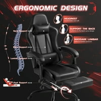 Lacoo PU kožna Gaming stolica masaža od karbonskih vlakana ergonomska stolica za igrače podesiva po visini