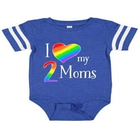 Inktastic Volim svoje dvije mame-Pride Rainbow Heart poklon za dječaka ili bodi za djevojčice