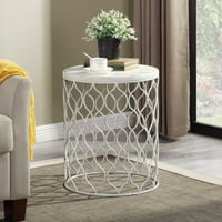 FirsTime & Co.® Charlotte Antique bijeli sto, eklektičan, Antiqued, okrugli, metalni, u
