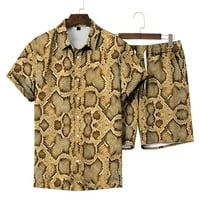Penkiiy Muška odjeća za kratke komplete Muška Havajska odjeća za plažu ljetni Boho Shirt Shorts 2-dijelni