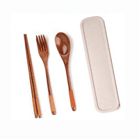 Drveni pribor Vintage Drveni štapići kašike Fork pribor za jelo sa kutijom za pribor za jelo