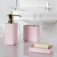 Better Homes & Gardens 3-Dijelni Glam Rose Marble Pink Resin Set Dodatne Opreme Za Kupanje