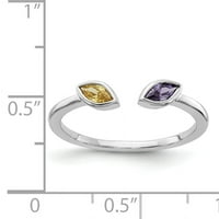 Primalni zlatni karatski bijeli zlatni ametist i citrinski prsten