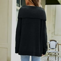 Vivianyo HD Zimski džemperi za žene plus veličine ženske jesenje i zimske dugih rukava pune boje u boji Tortleneck bljesak crne boje