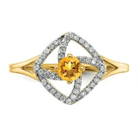 PRIMAL ZLATNI KARAT ŽUTO ZLATNI DIAMOND i citrinski kvadratni prsten