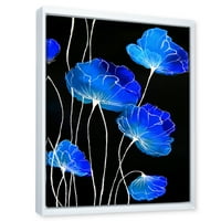 Designart 'detalj plavog cvijeća na crnoj pozadini II' tradicionalni uramljeni platneni zidni otisak