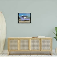 Brodovi Na Obali Priobalna Plaža Transport Painting Jet Crni Uokvireni Art Print Wall Art