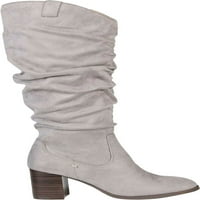 Ženska kolekcija Journee Aneil Extra Wide Calf Knee High Slouch Boot Grey Fau Suede M