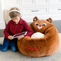 Rudolph stolica za vreću za pasulj sa crvenim nosom, dijete, smeđi sob