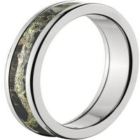 Polukružni titanijski prsten sa mahovitim hrastom raspadom infinity camo inlay