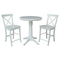 30 Okrugli brojačići stol i stolice sa x-leđa - bijeli - set