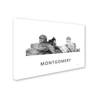 Zaštitni znak likovne umjetnosti 'Montgomery Alabama Skyline WB-BW' Canvas Art by Marlene Watson