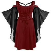 Enwejyy žene Halloween Gothic asimetrični rukavi za gležnjače Halloween haljina
