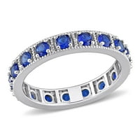 Miabella ženski 2 - karatni plavi kubni cirkonij Sterling srebrni vječni prsten