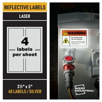 Avery reflektirajuće etikete, 3,5 5 naljepnice sa srebrnim reflektivnim znakovima, laserski ispis, naljepnice