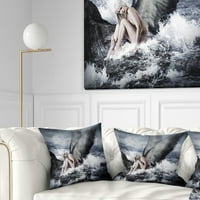 Designart Angel odmara se rušenjem valova - apstraktni jastuk za bacanje - 16x16