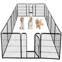 Ploče metalna ograda za vježbanje pasa s vratima, vanjska i unutrašnja, Crna