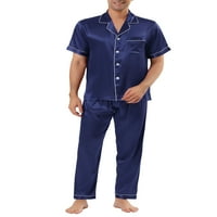 Unique Bargains muški kratki rukavi satenski kompleti pidžame Sleepwear Nightwear Set