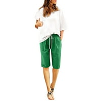 Mveomtd žene ljetne pamučne pantalone plus veličina kratkih kratkih kratkih struka Pozakaljci za plažu